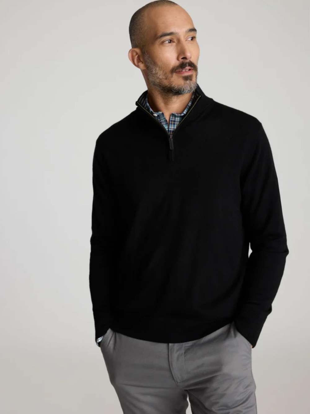 Untuckit 100% Extra fine Merino Wool Quarter-Zip Sweater large